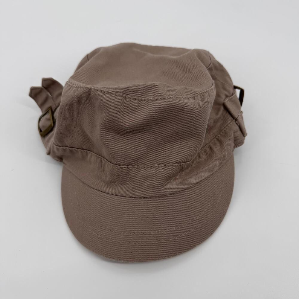 Old Navy Cadet Military Cap Hat S/M Taupe Brown Double Buckle Women